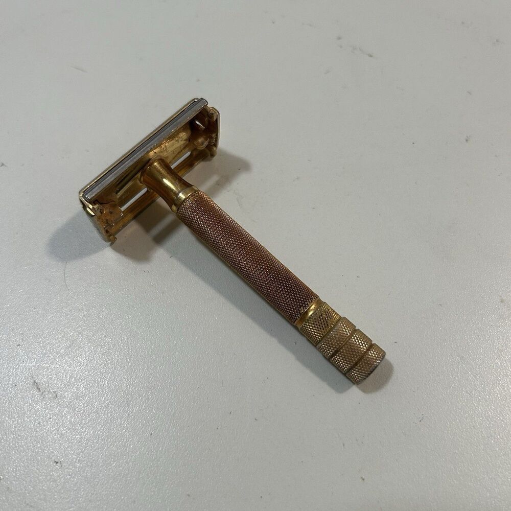 Vintage Gillette Gold Tone TTO Double Edge Safety Razor Made in USA